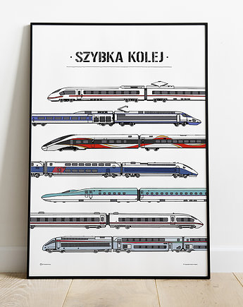 Plakat najszybsze pociągi świata!  Duży 50x70cm!, Tiny Machinery