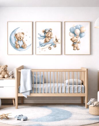 Plakaty dla dzieci Miś, Plakaty dla chłopca z misiem, Wallie Studio Dekoracji