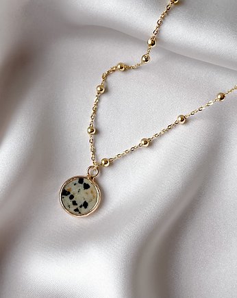 Naszyjnik DUNE z zawieszką okrągłą  jaspis dalmatyński, Martellie Jewellery