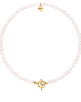 Naszyjnik z pereł naturalnych ze złotym ozdobnym zapięciem, SOTHO