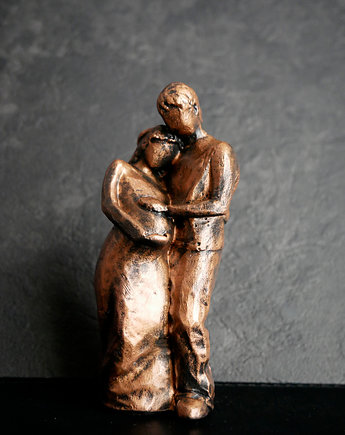 Rzeźba z gipsu, Rodzina, brązowe złoto, wys. 10,3 cm, JBJart Justyna Jaszke