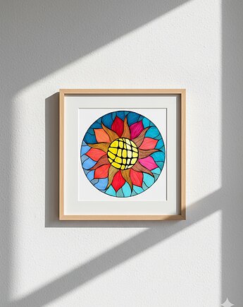 61. SŁONECZNA MANDALA - rysunek, plakat., kama4you