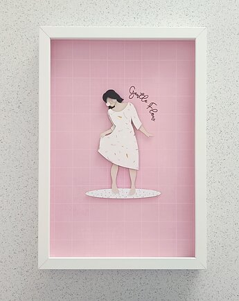 "Gentle Flow" - ilustracja przestrzenna z papieru, kolaż, Hug The Paper