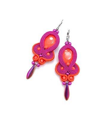 Kolczyki sutasz pomarańczowo różowe wiosenne kolorowe lekkie Elisa, Katrina Rossa