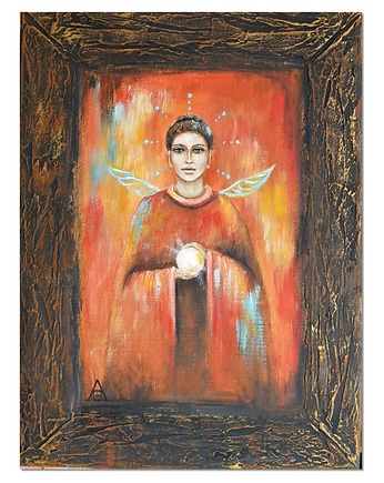 Anioł Aya VI, obraz ręcznie malowany obraz anioł stróż, Galeriai