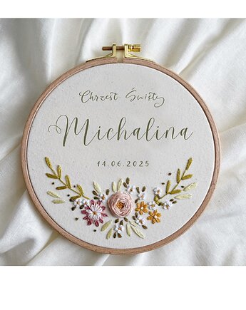 Tamborek haftowany -na zamówienie Michalina 18cm, Śmiała Sztuka