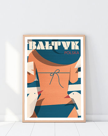 Plakat, Bałtyk, Polska, plaża, mewy, Galeria EMU