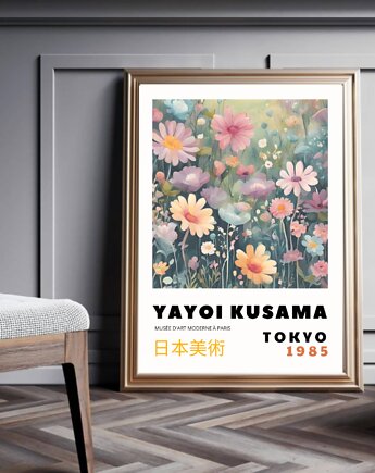 PLAKAT dekoracyjny , Yayoi Kusama, wystawowy, kwiaty, black dot studio