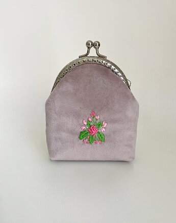 Portmonetka damska haftowana Róża, portfelik w stylu Retro, IriShe Jewelry