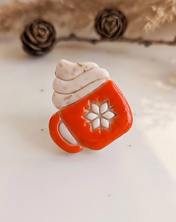 Pin zimowy kubek gorąca kawa, caffe latte prezent dla niej boho akcesoria, Dary Rusałki