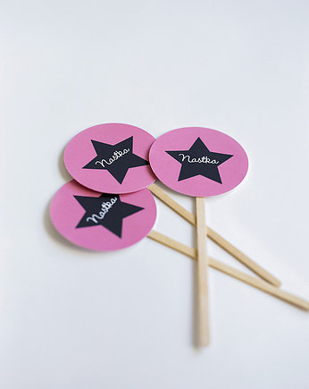 Pikery do babeczek personalizowane GWIAZDA 6 szt, WOW party