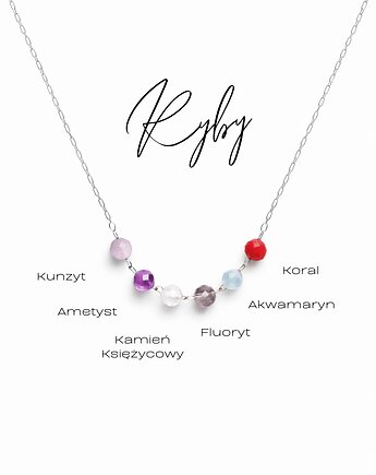 Twój ZODIAK, Naszyjnik Glam, Ryby, srebrny, GLAM