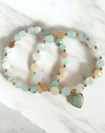 KOMPLET bransoletek : SPRING collection: jadeit i amazonit, kaktusia