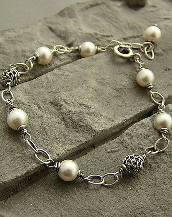 Perły z ażurem  - bransoletka, RayOfArt