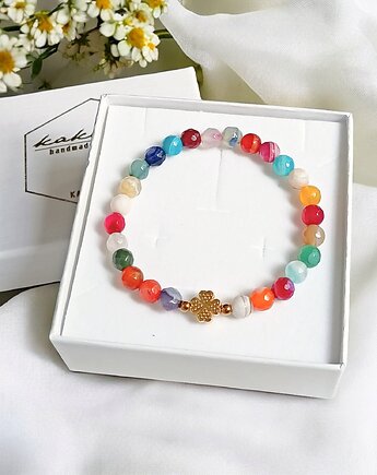 PROMOCJA :: czterolistna koniczynka i agat multicolor, kaktusia