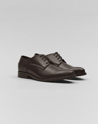 Brązowe buty skórzane derby D004A, BORGIO