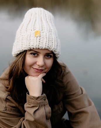 Wełniana czapka zimowa peruvian WOOLY naturalny, sploteka