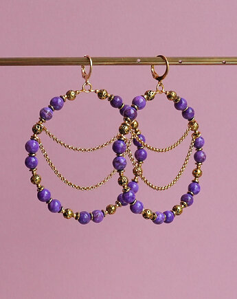 Duże kolczyki koła z fioletowym jaspisem, AT NOON