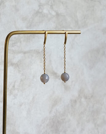 Kolczyki z szarym agatem na łańcuszku, AT NOON