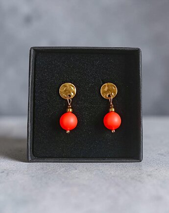 Swarovski neon pearls : neon orange : drobne sztyfty, kaktusia
