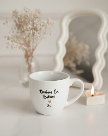 Kubek 300 ml - Kocham Cię Babciu + Imię ZŁOTE SERCE, Nadzwyczajnie