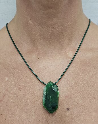 Zielony Agat Crackle, zielona Skóra, Stal, ARRTIFEX