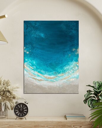 Turkusowy obraz abstrakcyjny Maldives  - 30x40 cm, AnnSayuri ART