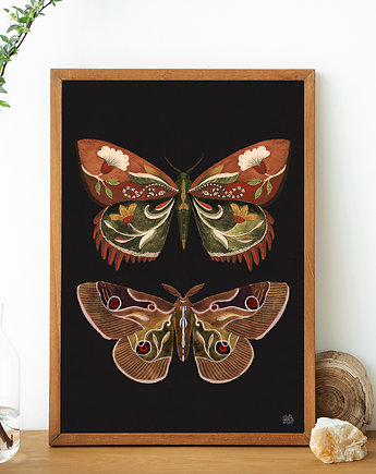 Motyle, plakat botaniczny, motyle dekoracja, boho plakat, dekoracja na ścianę, ZANETA ANTOSIK PRINTS