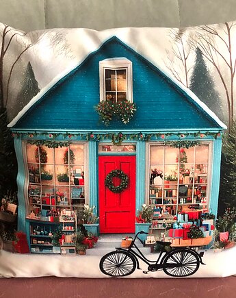 Poduszka gwiazdkowa z domkiem świątecznym, MOJAMAJA