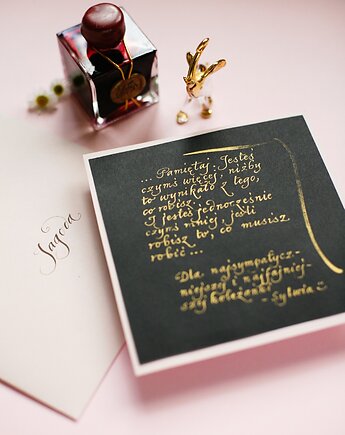 Kaligrafia: personalizowana kartka z życzeniami pisana atramentem, Annagrafia