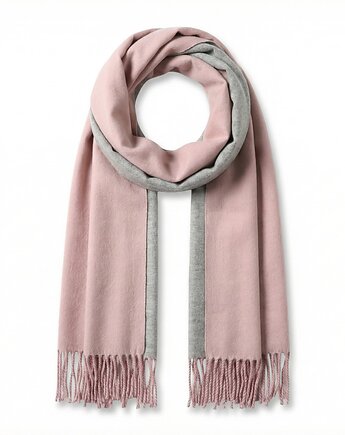 SZAL SZALIK kaszmir 100% kaszmirowy pudrowy Różowy, AKADEMIA STYLU