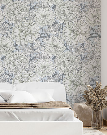 Tapeta Piwonie. Blossom Lines.Blue, Patternosophy
