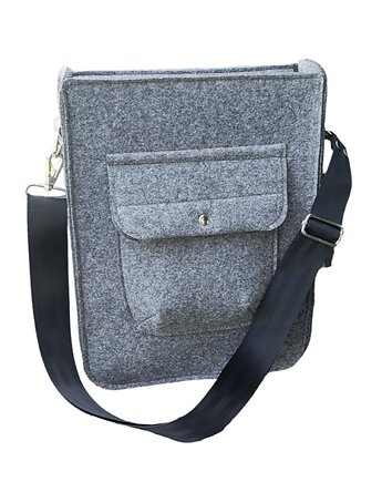 Mega listonoszka filcowa - A4 - SZARA - na pasku, Beltrani