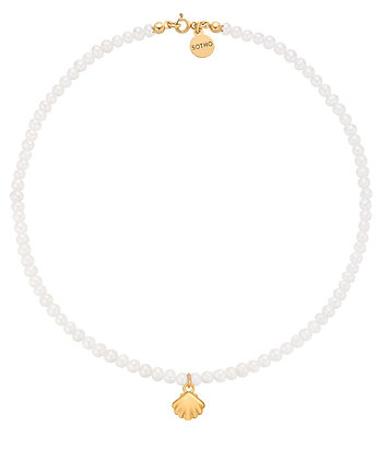 Złoty naszyjnik z pereł naturalnych z muszelką, SOTHO