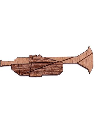 Drewniana muzyczna broszka w kształcie trąbki, BeWooden Polska