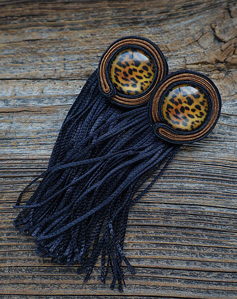 Kolczyki sutasz z motywem panterki, Mró Soutache