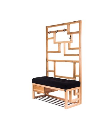Ławka Szafka Pufa Pikowane Siedzisko Czarny Wieszak LPP-66, EMRA WOOD DESIGN