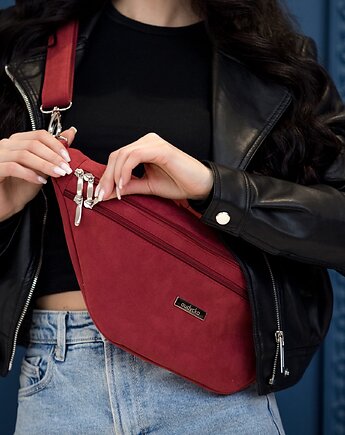 Nerka XL z grubego nubuku tapicerskiego w kolorze ciemnej czerwieni., Karolina Audycka