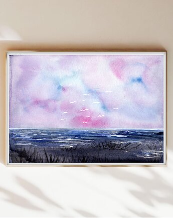 Oryginalna akwarela. Lot nad wodą A5, Malgorzata Domanska