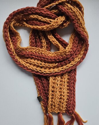 Wełniany szal mandarynkowo pomarańczowy, Las i Łąka