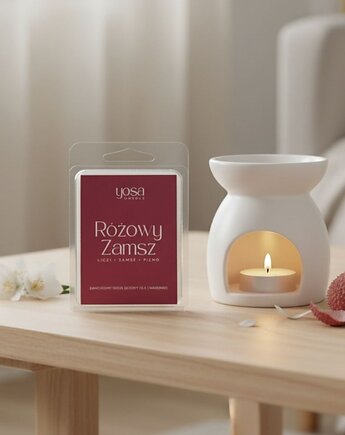 Wosk zapachowy do kominka Różowy Zamsz 70 g, Yosa Candle