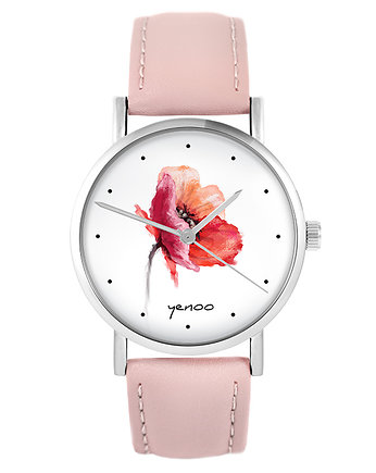 Zegarek yenoo - Mak - skóra, pudrowy róż, yenoo