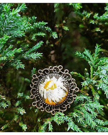 Mały pierścionek retro z kwiatami, Figa handmade accessories