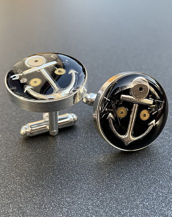 Spinki - Steam Dream - Kotwica - black, DROBINY CZASU