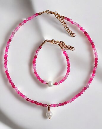 RAZEM TANIEJ! naszyjnik & bransoletka : fuchsia & pearl collection, kaktusia