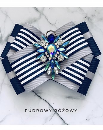 Brosza  granatowa z kryształkami kameleon NEW, Pudrowy Różowy
