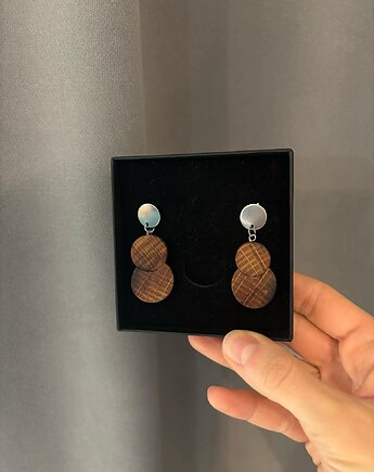 Kolczyki drewniane Whisky, Jędzior Jewellery