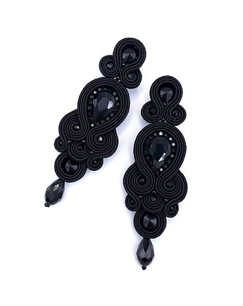 Kolczyki sutasz czarne Keira wieczorowe długie eleganckie z kryształkami, Katrina Rossa