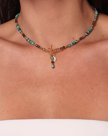 Naszyjnik z kamieni naturalnych turkus afrykański, hematyt i kwarc dymny, Bring Biżuteria