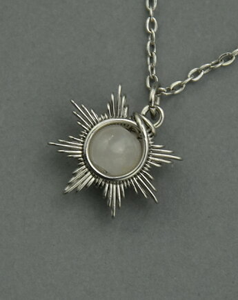 Mały wisiorek słoneczko kamień księżycowy wire wrapping słońce, Agata Rozanska